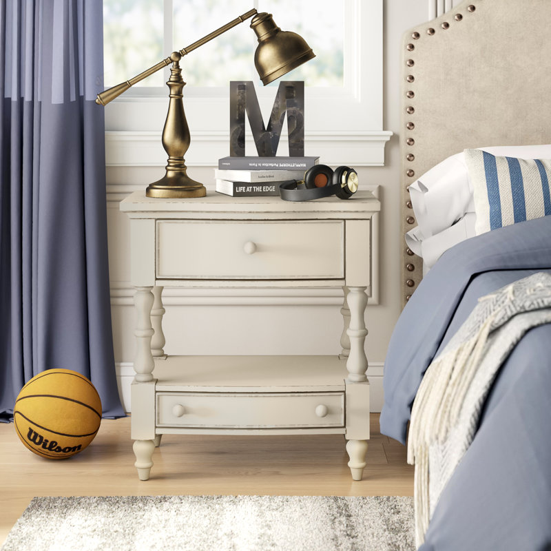 Birch Lane™ Rayshawn 2 Drawer Antique White Nightstand & Reviews Wayfair